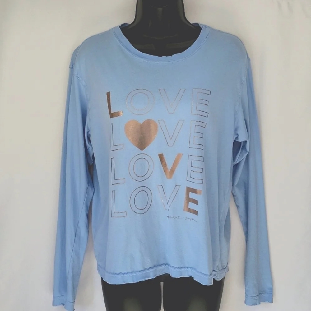 Spiritual Gangster Love Vintage Game Changer LS Tee Lt. Blue Size Small